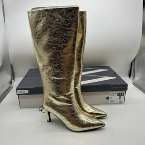 Worthington Womens Pleasant Stiletto Heel Dress Boots Gold Size 6